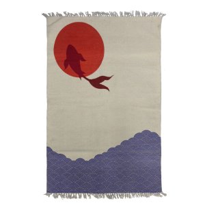 Tapis coton Lucas motif soleil rouge